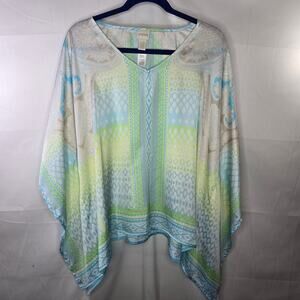 Chico's Pastel Multicolor Caftan Poncho Blouse Coverup Size S/M